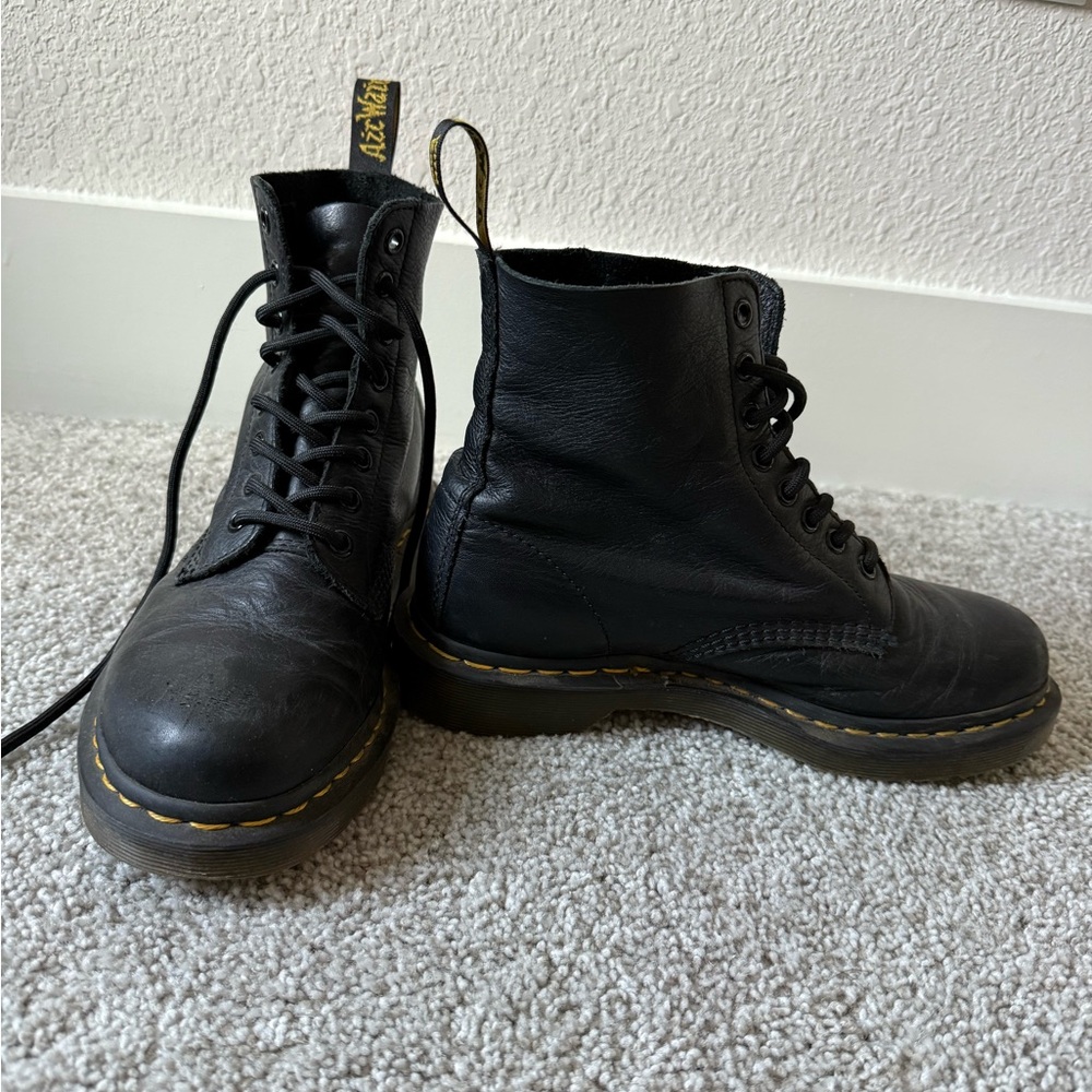 Dr. Martens Black Boots with Lace-Up Front and Sturdy Sole